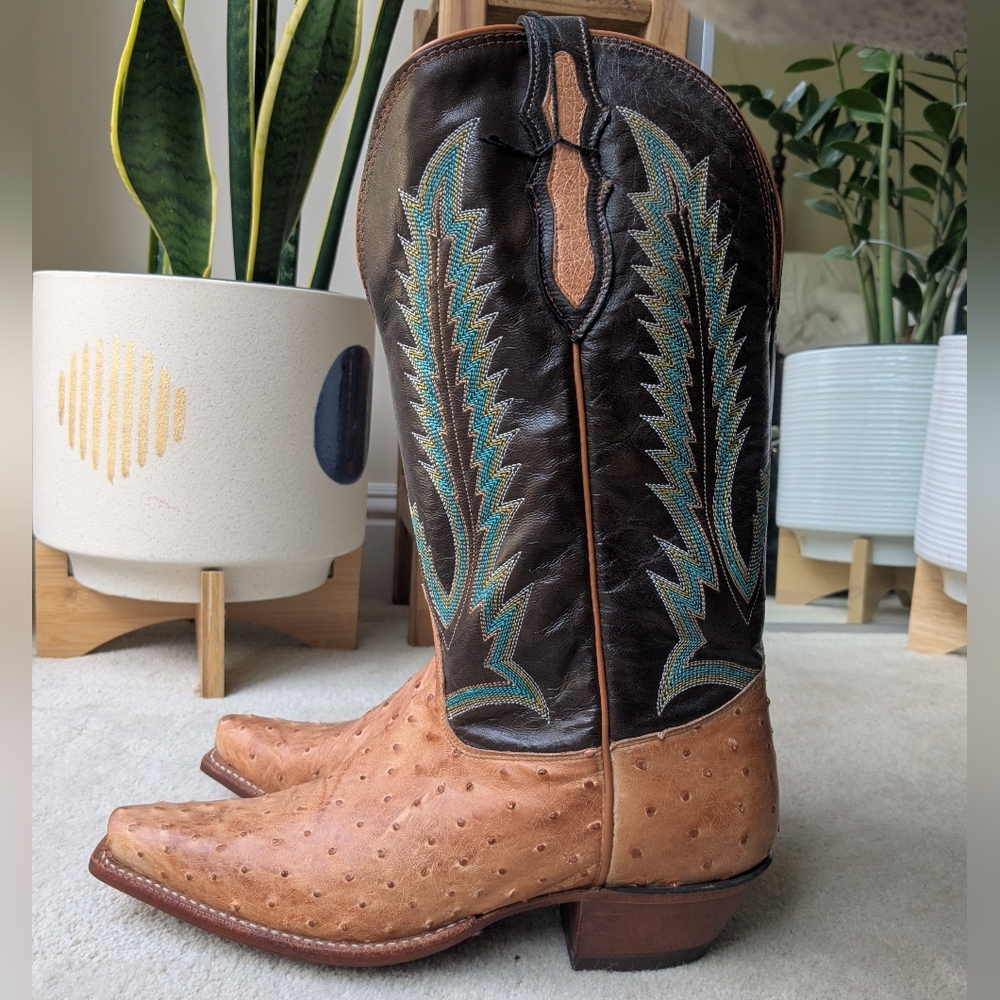 Tony Lama Full Quill Ostrich Boots Western Cowboy Boots - size 9
